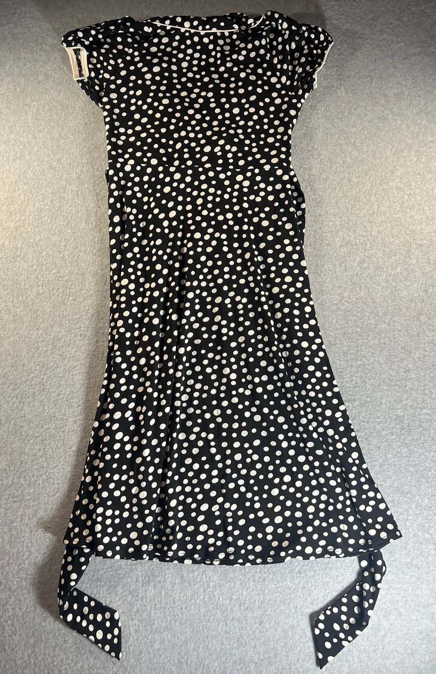 Jody California Vintage Polka Dot Wrap Style Midi Dress with Contrast Piping - Picture 5 of 5
